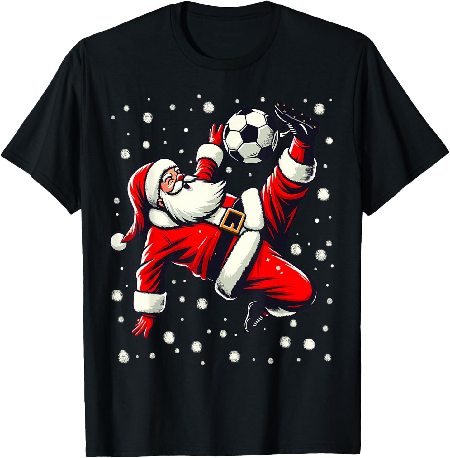 Santa Plays Soccer Bicycle Kick, Christmas Women Men Kids T-Shirt - T-Shirt | Black