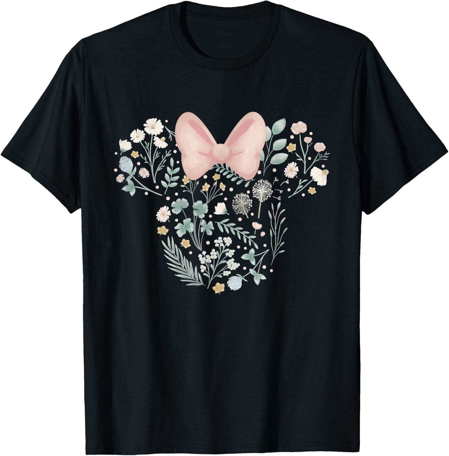 Disney Minnie Mouse Icon Spring Flowers T-Shirt - T-Shirt | Black