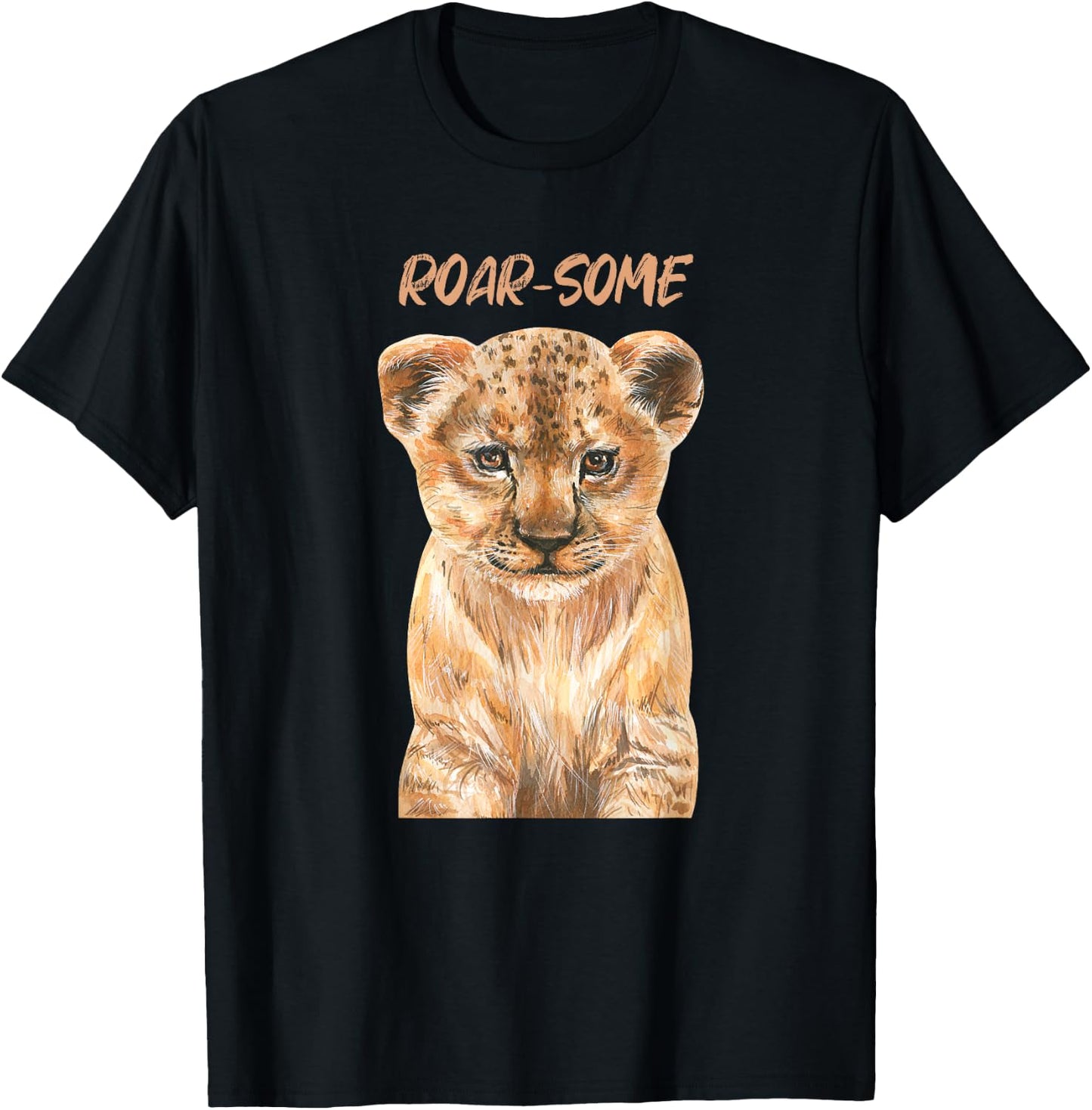 ROARSOME | Cute Lion Cub | Baby Lion Safari Wild Animal Pun T-Shirt - T-Shirt | Black