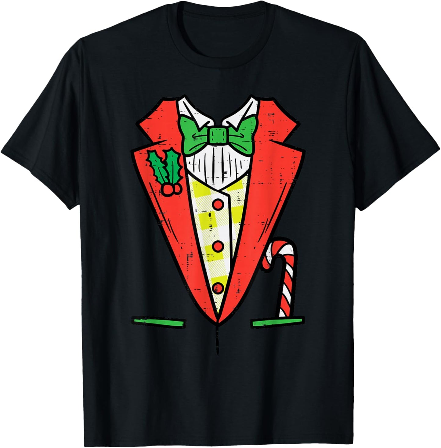 Christmas Tuxedo Costume Funny Xmas Tux Bowtie Men Boys Kids T-Shirt - T-Shirt | Black