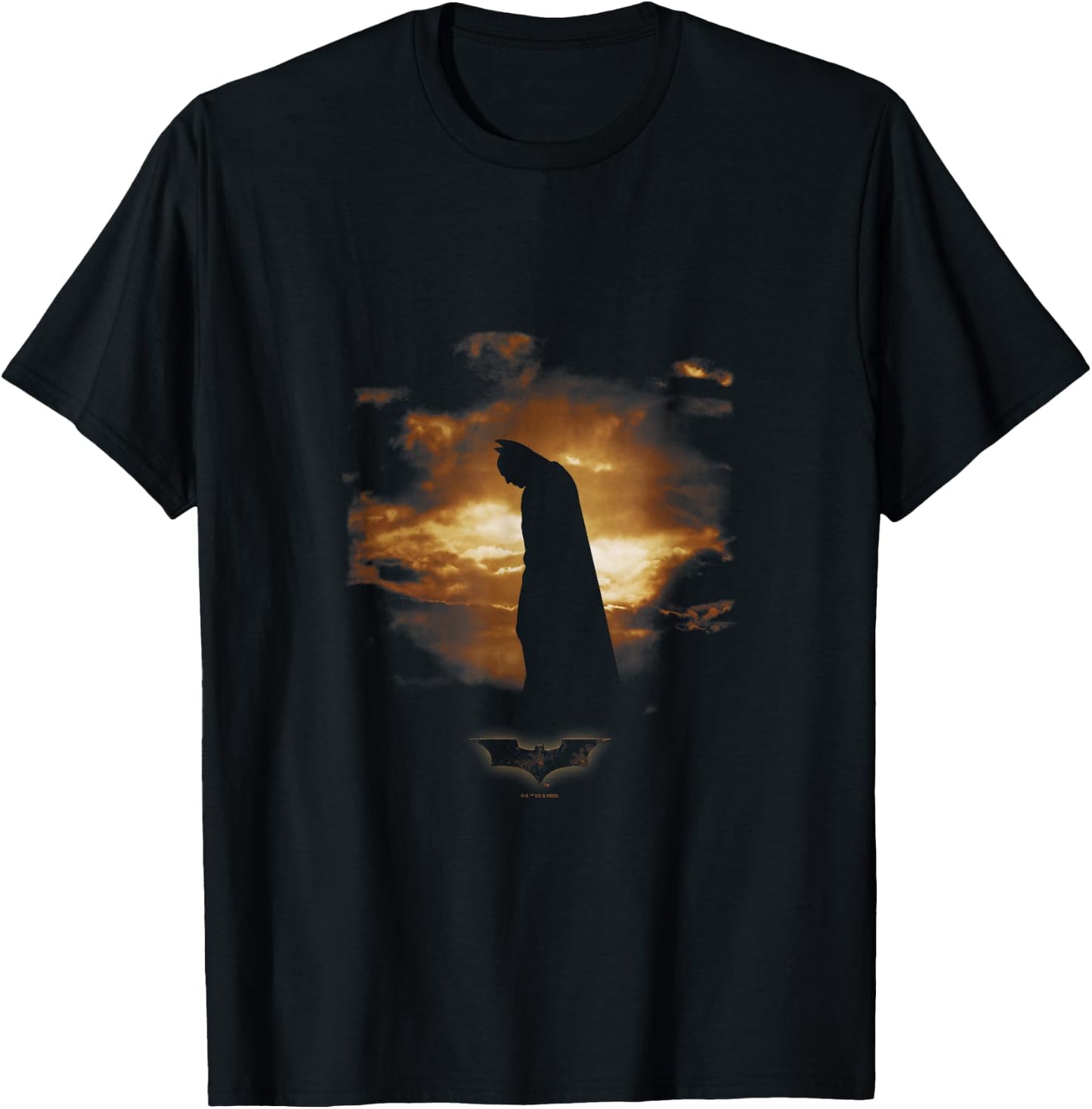 Batman Begins Distressed Bat Sunset Silhouette Poster T-Shirt - T-Shirt | Black