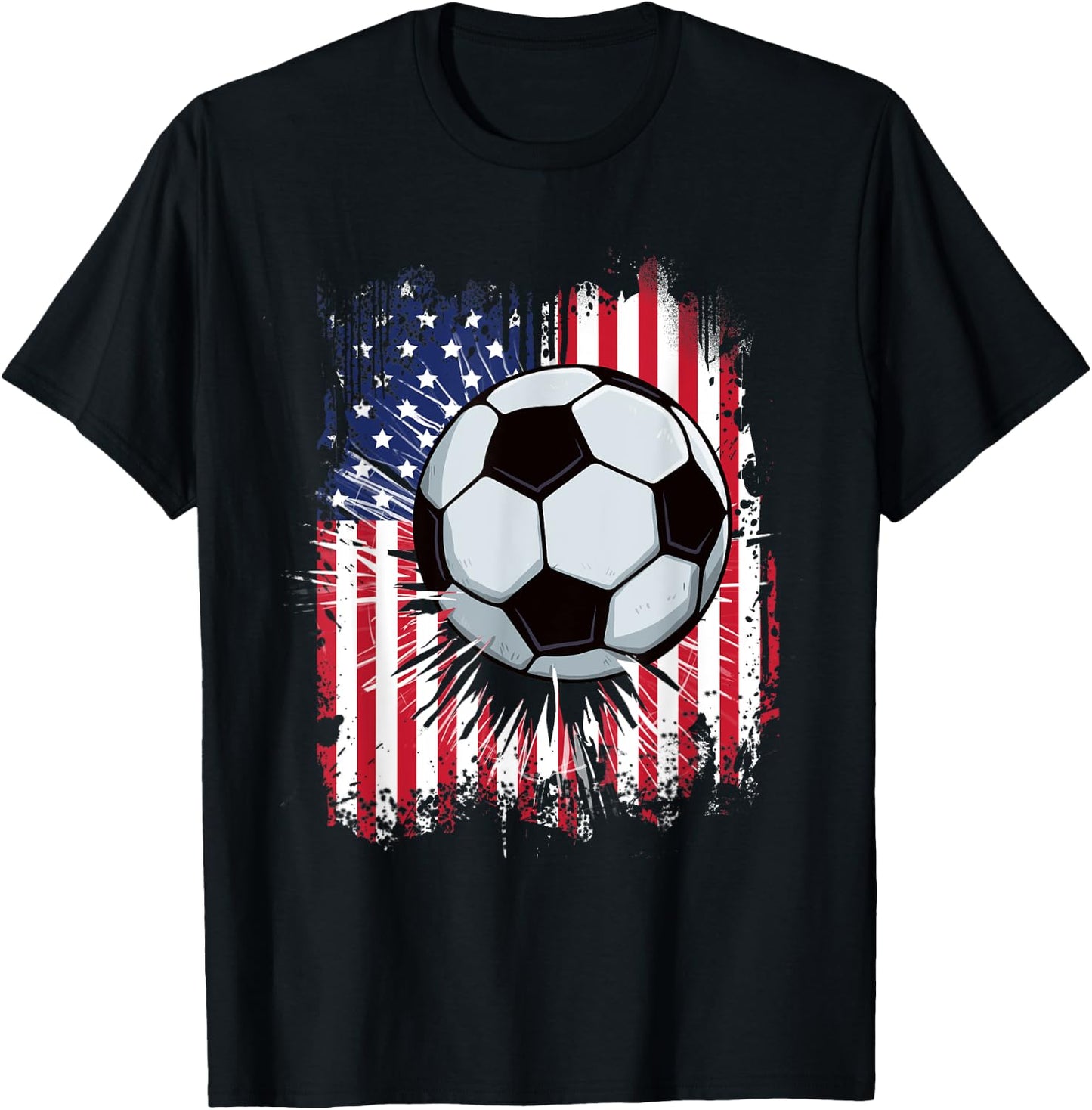 USA American Flag Vintage Soccer 4th of July Patriotic Boys T-Shirt - T-Shirt | Black