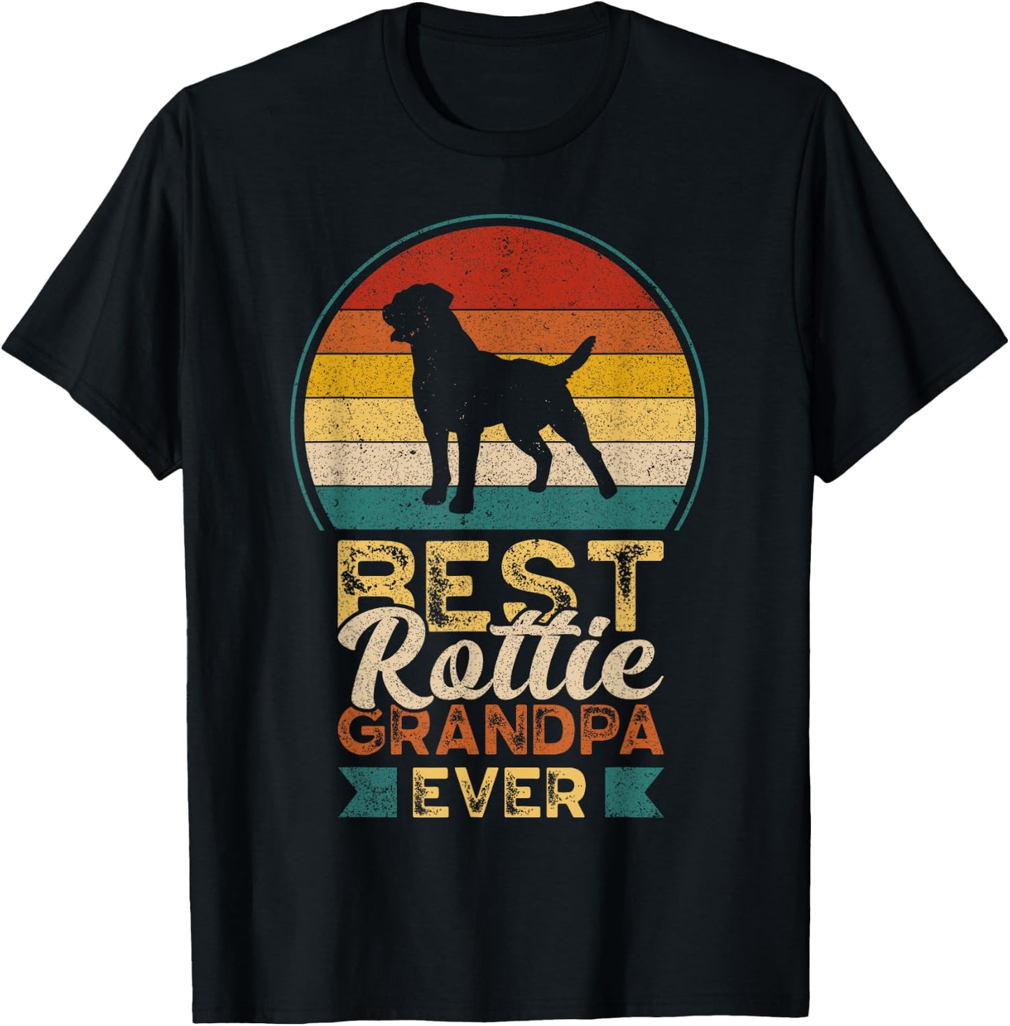 Best Rottie Grandpa Ever, Father's Day, Rottweiler T-Shirt - T-Shirt | Black