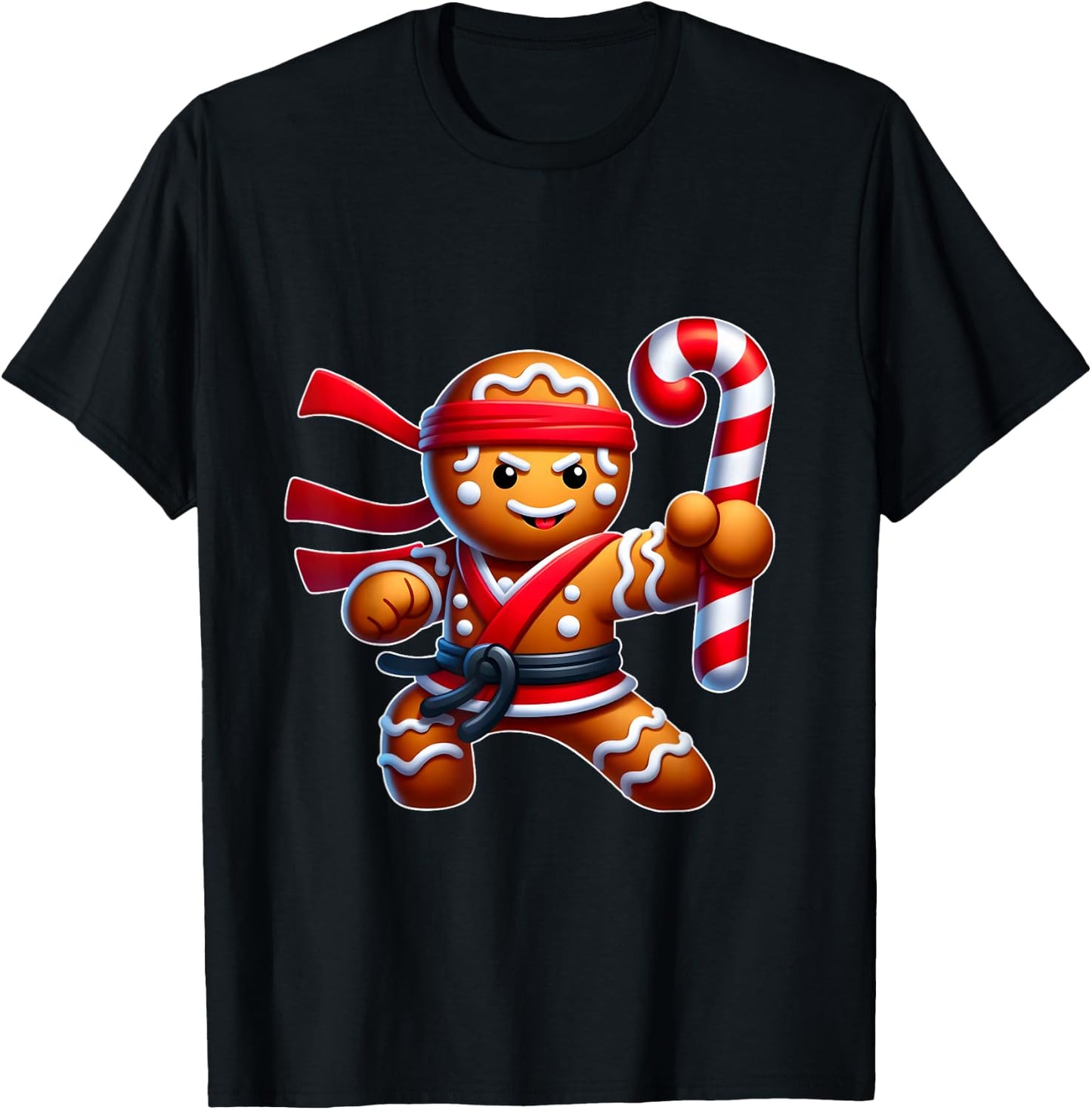 Funny Christmas Ninja Gingerbread Ninjabread T-Shirt - T-Shirt | Black