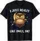 Funny Owl Design Women Cute Owl Nocturnal Bird Lover T-Shirt - T-Shirt | Black