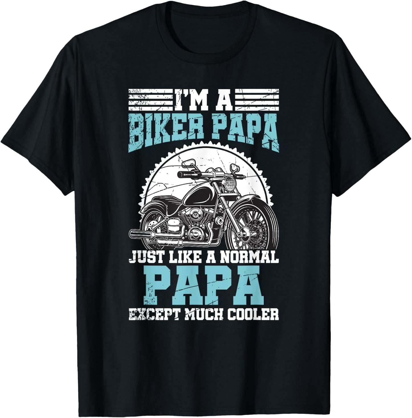 Funny Papa Motorcycle Biker Retirement Gift Retired Biker T-Shirt - T-Shirt | Black