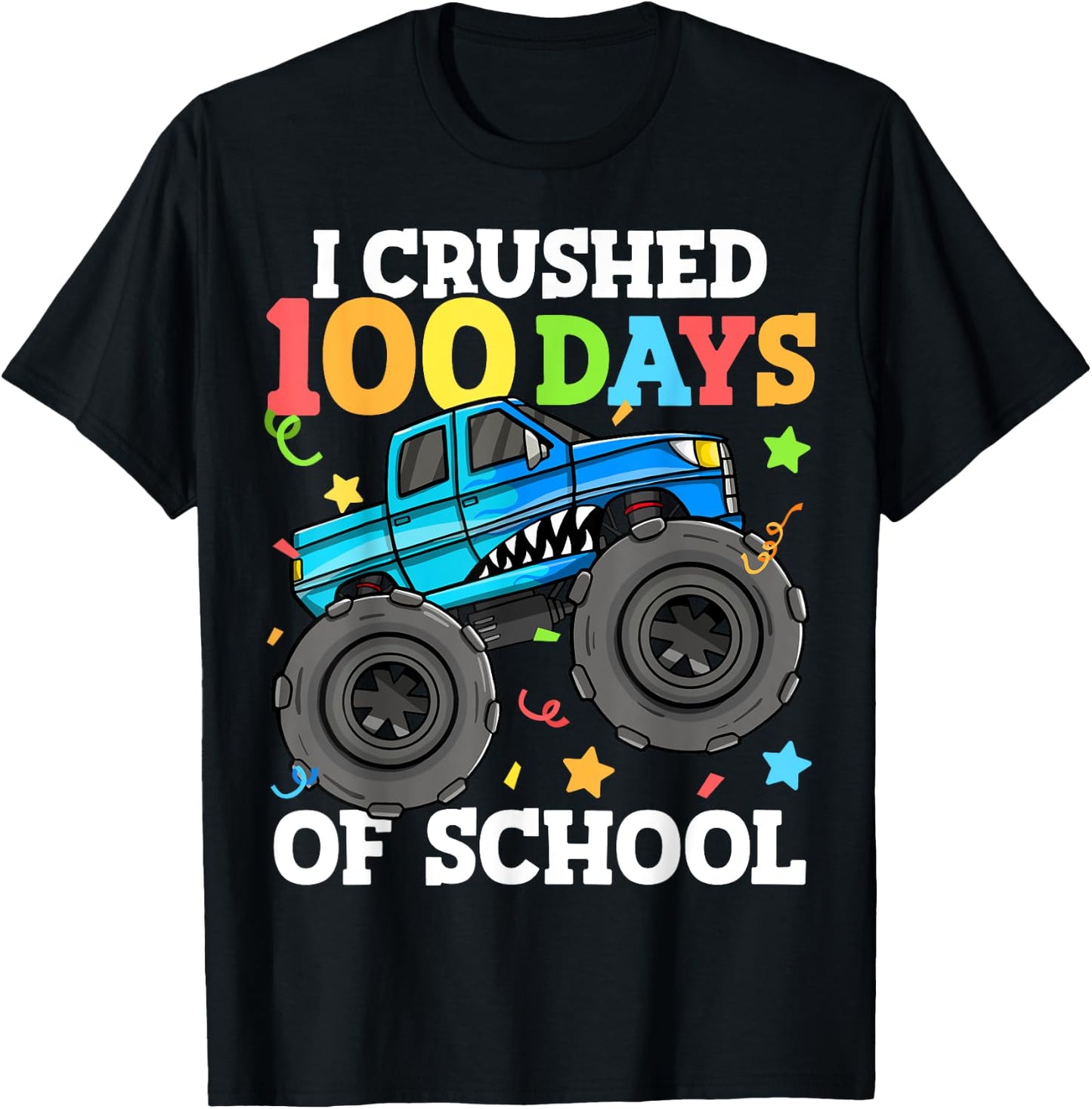 100 Days of School Monster Truck 100th Day of School Boys T-Shirt - T-Shirt | Black