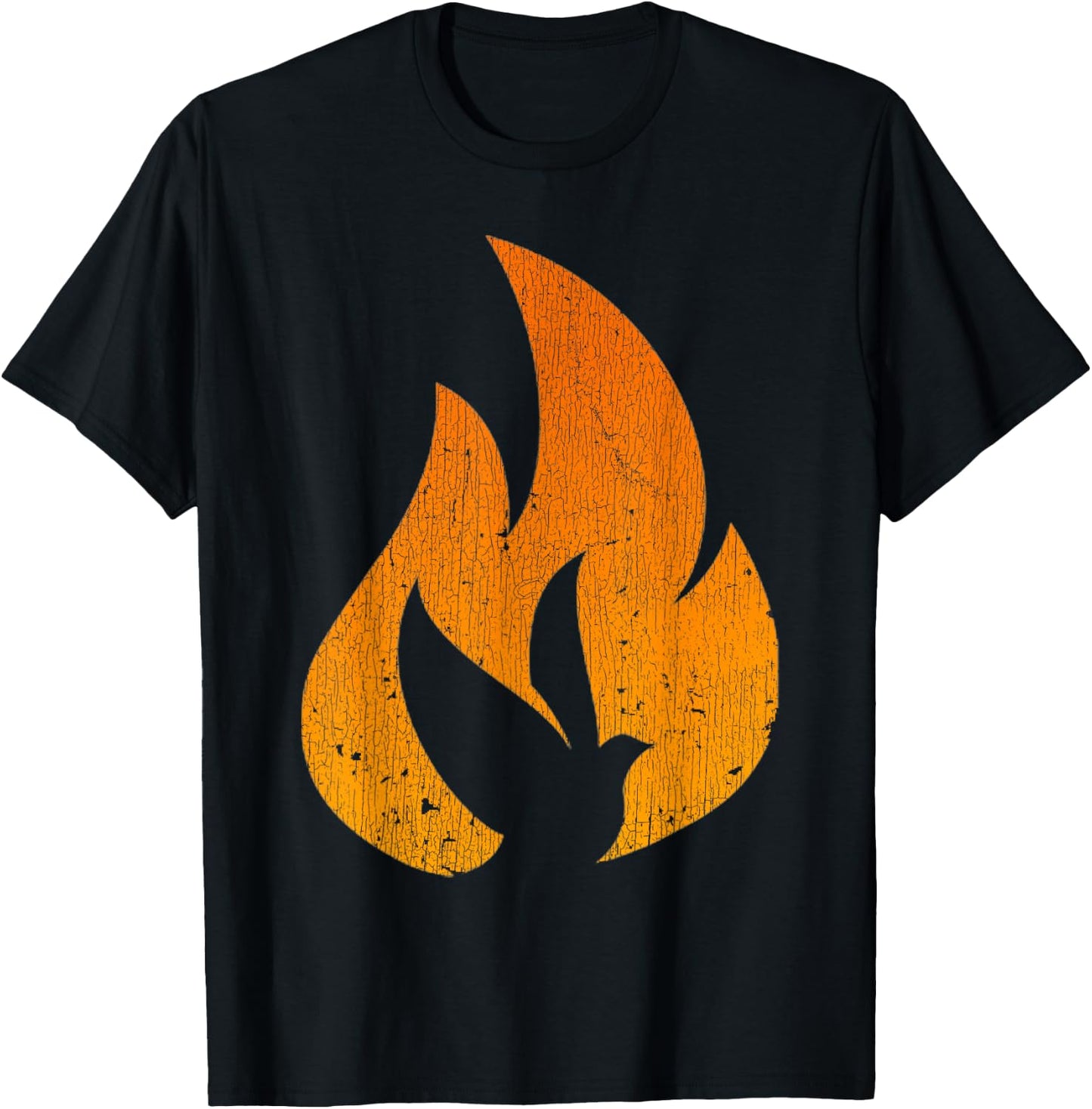 Vintage Silhouette Dove Flame Fire Pentecost T-Shirt - T-Shirt | Black
