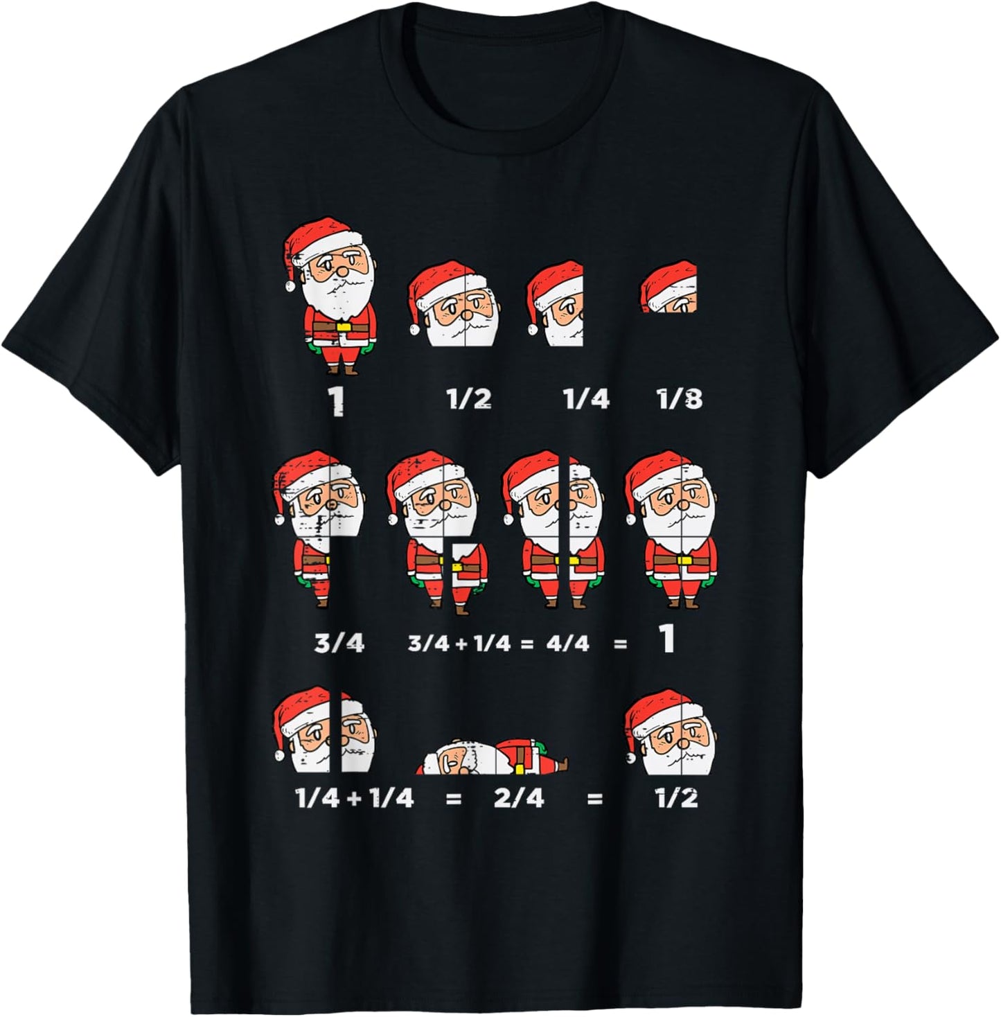 Christmas Santa Fraction Funny Xmas Math Teacher Men Women T-Shirt - T-Shirt | Black