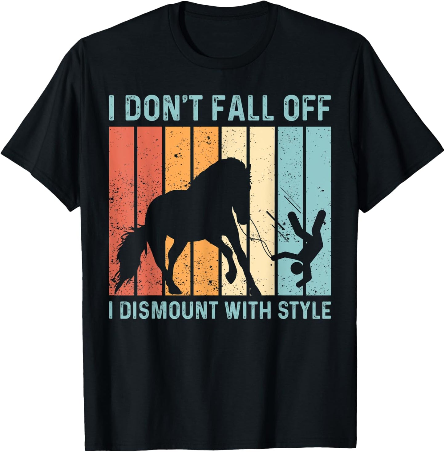 I Don't Fall Off I Dismount With Style Horse Vaulting Retro T-Shirt - T-Shirt | Black