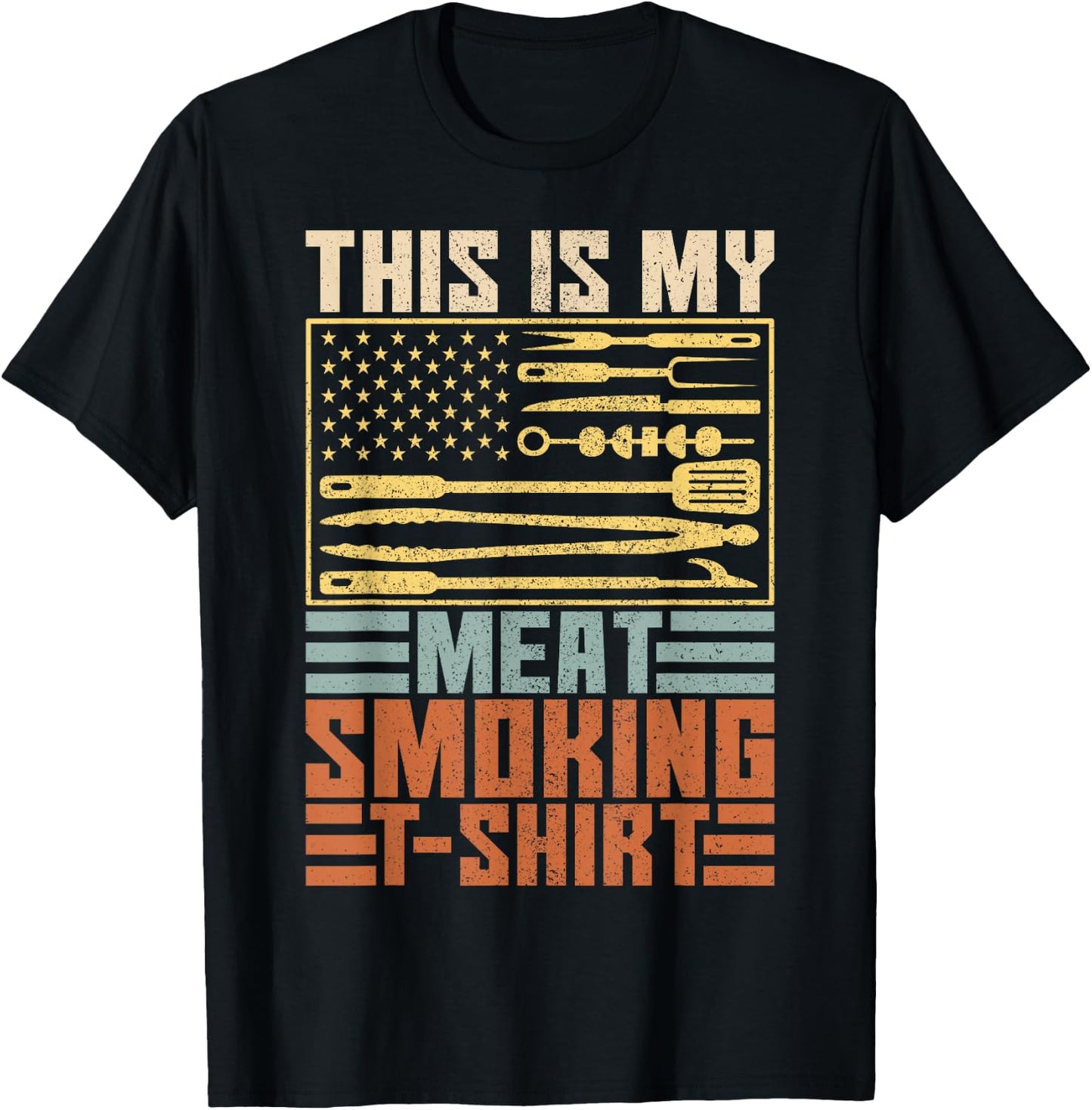 Vintage BBQ Smoker Grill Outfit This is My Meat Smoking T-Shirt - T-Shirt | Black