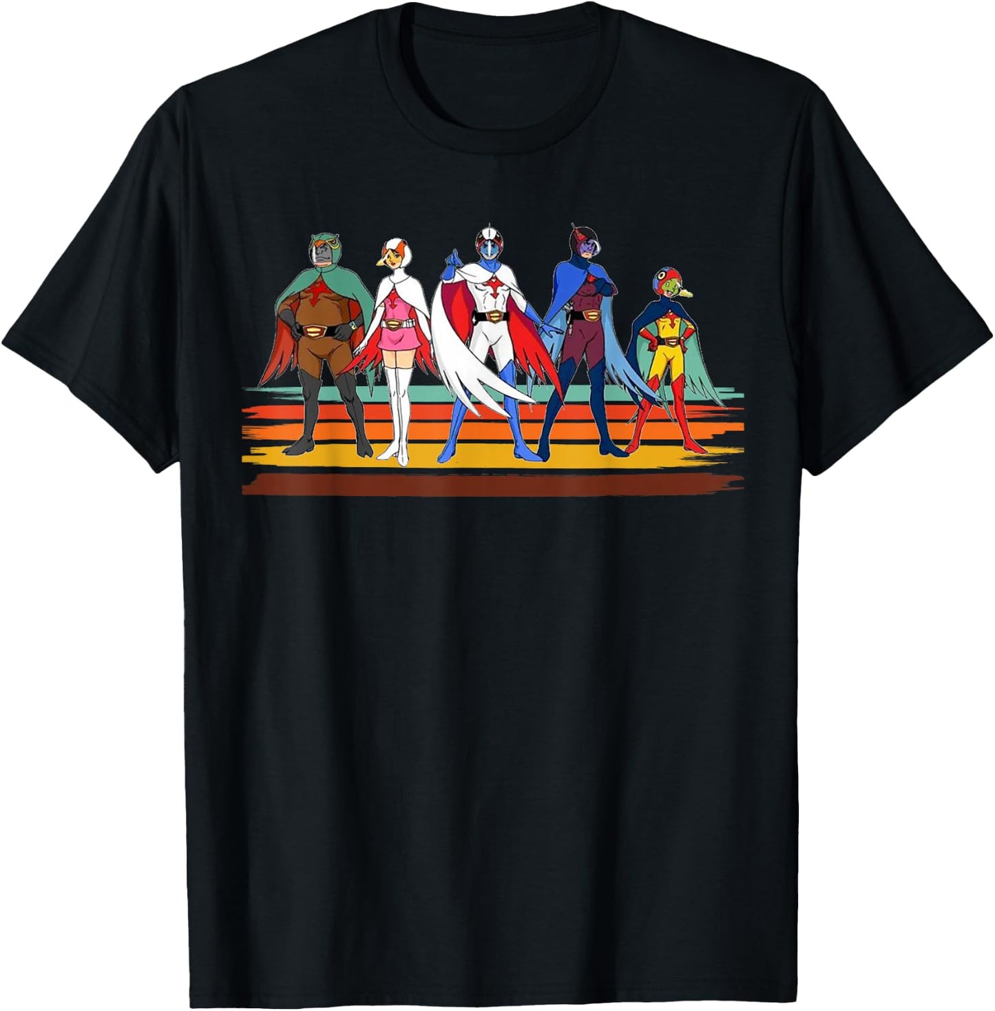 Battle of the planets vintage style brush Stripe T-Shirt - T-Shirt | Black
