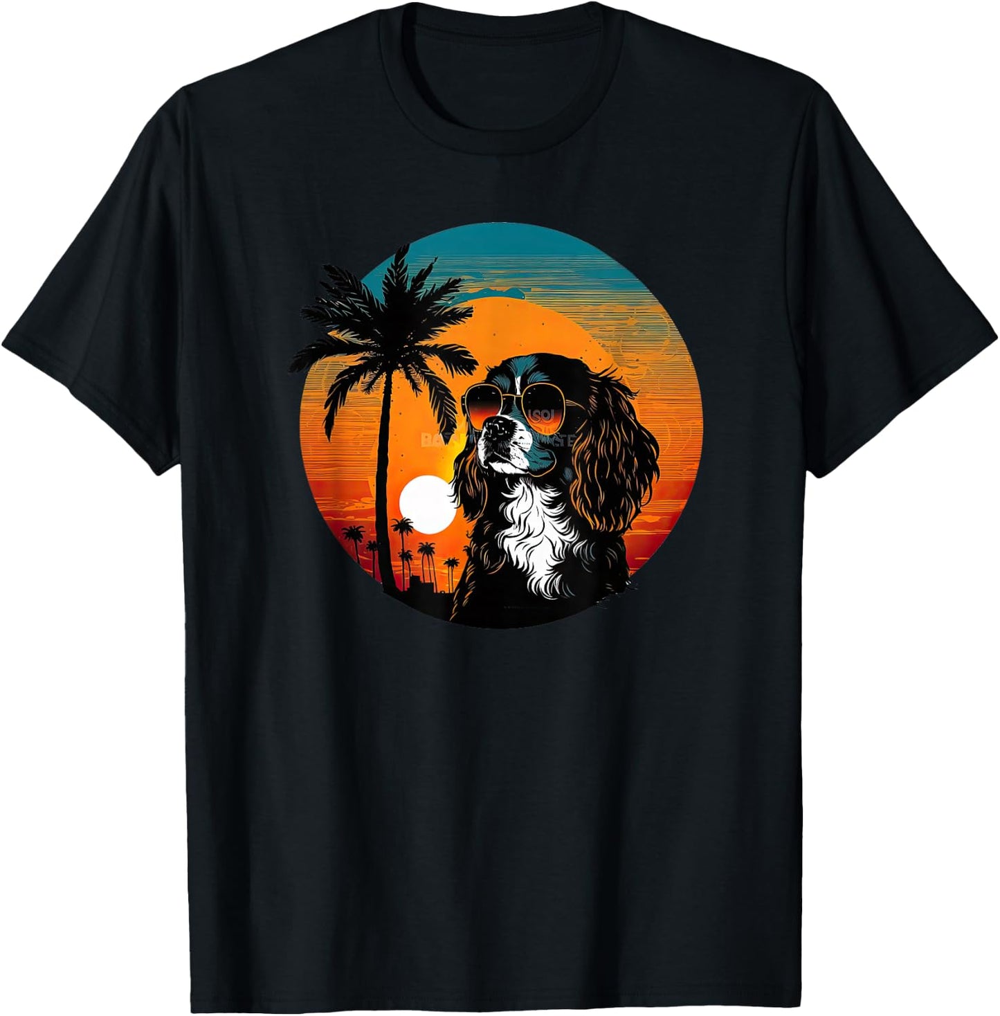 Funny Cavalier King Charles Spaniel Cute Cool Sunglasses T-Shirt - T-Shirt | Black