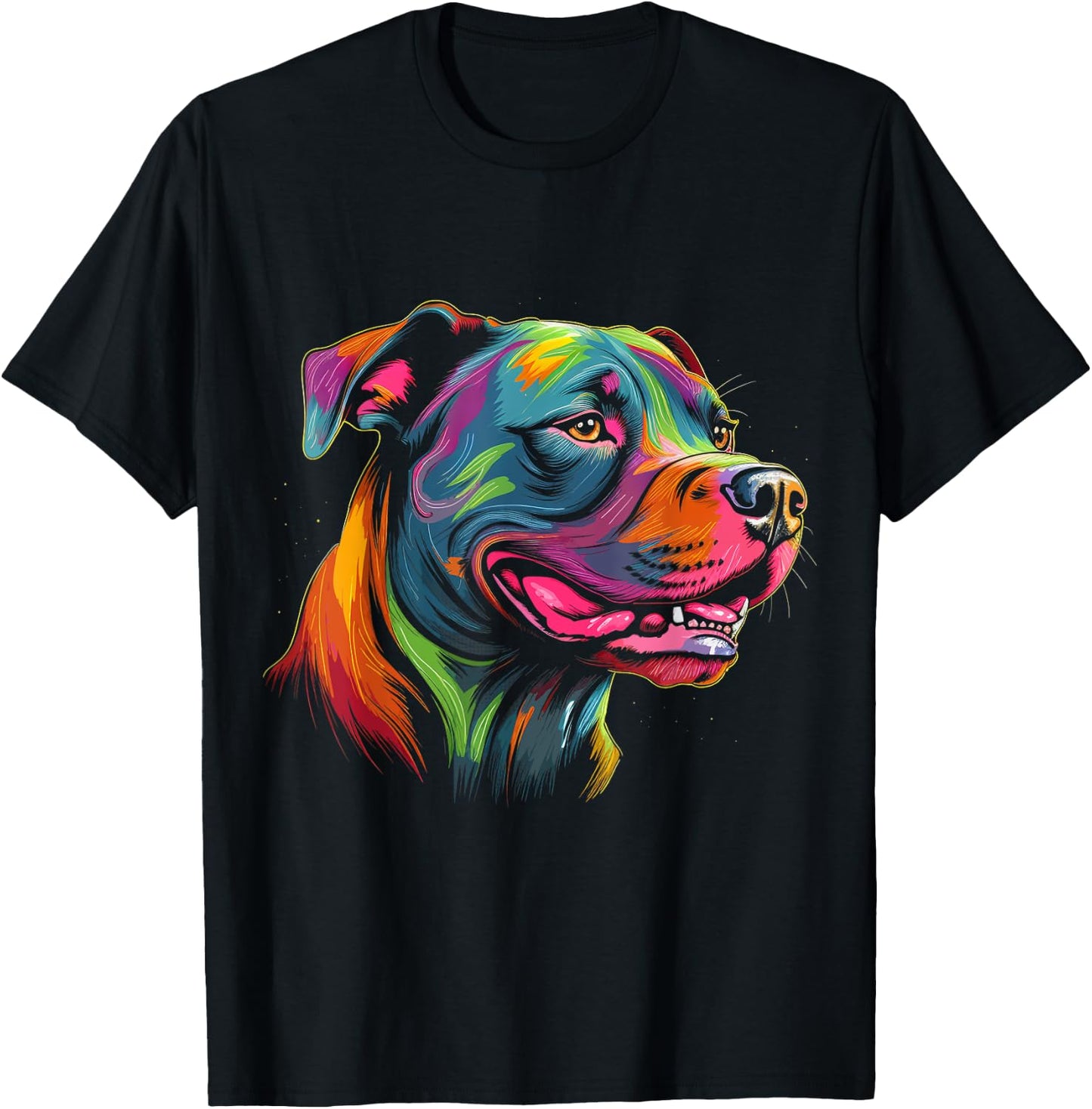 Pit Bull Mom Dog Lover Colorful Artistic Pitbull Owner Women T-Shirt - T-Shirt | Black