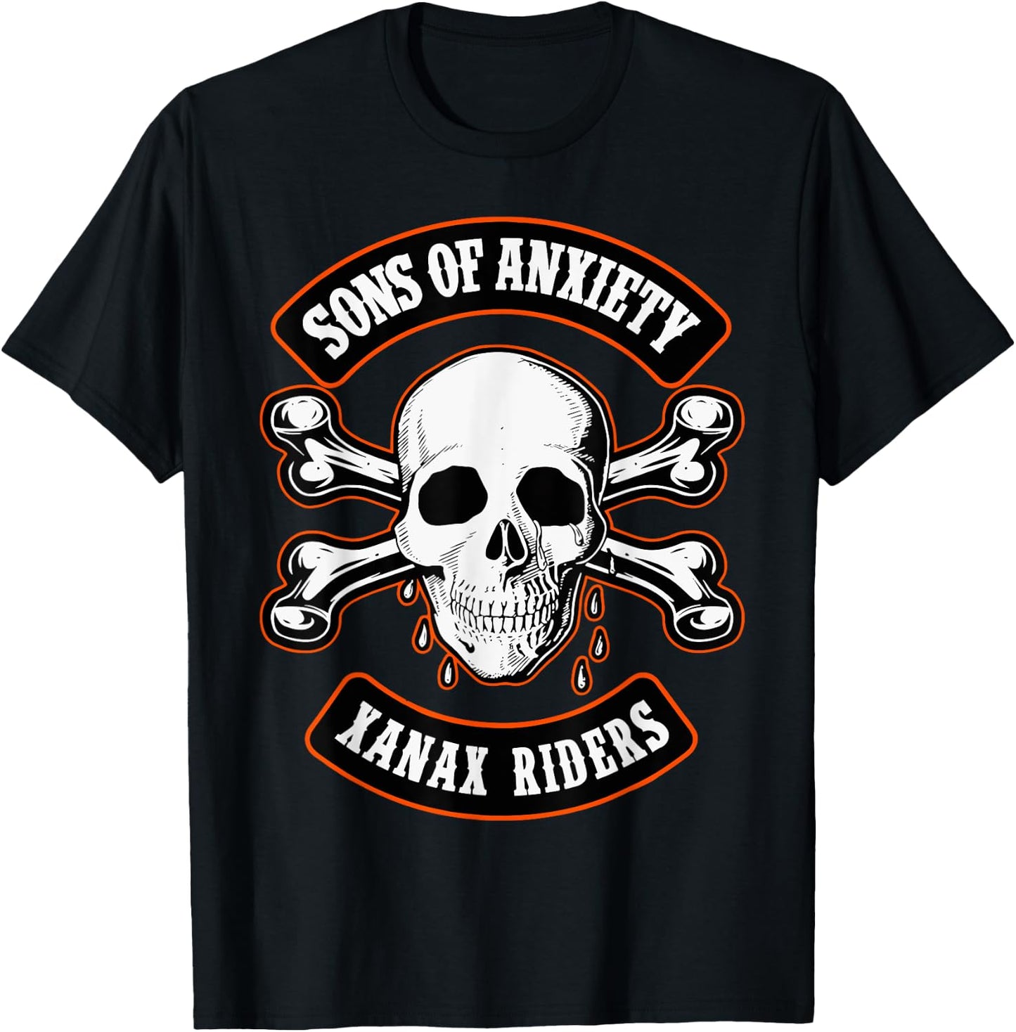 Sons Of Anxiety Xanax Riders Funny Skull T-Shirt - T-Shirt | Black