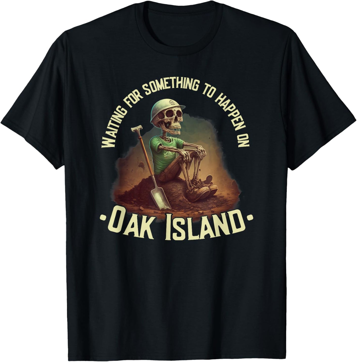 Oak Island Treasure Hunting Skeleton Oak Island Mystery T-Shirt - T-Shirt | Black