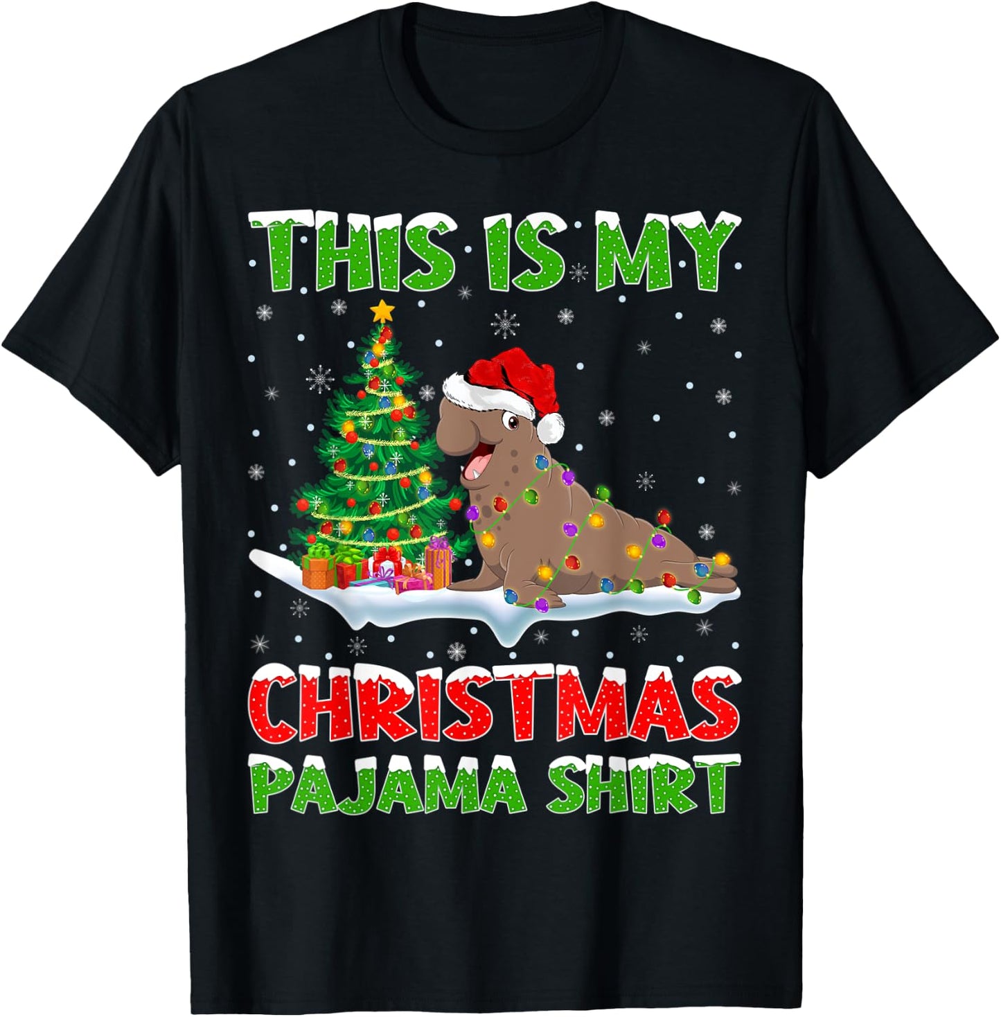 This Is My Christmas Pajama Shirt Elephant Seal Christmas T-Shirt - T-Shirt | Black