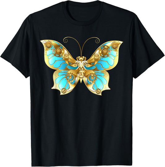 Steampunk Gears Butterfly T-Shirt - T-Shirt | Black
