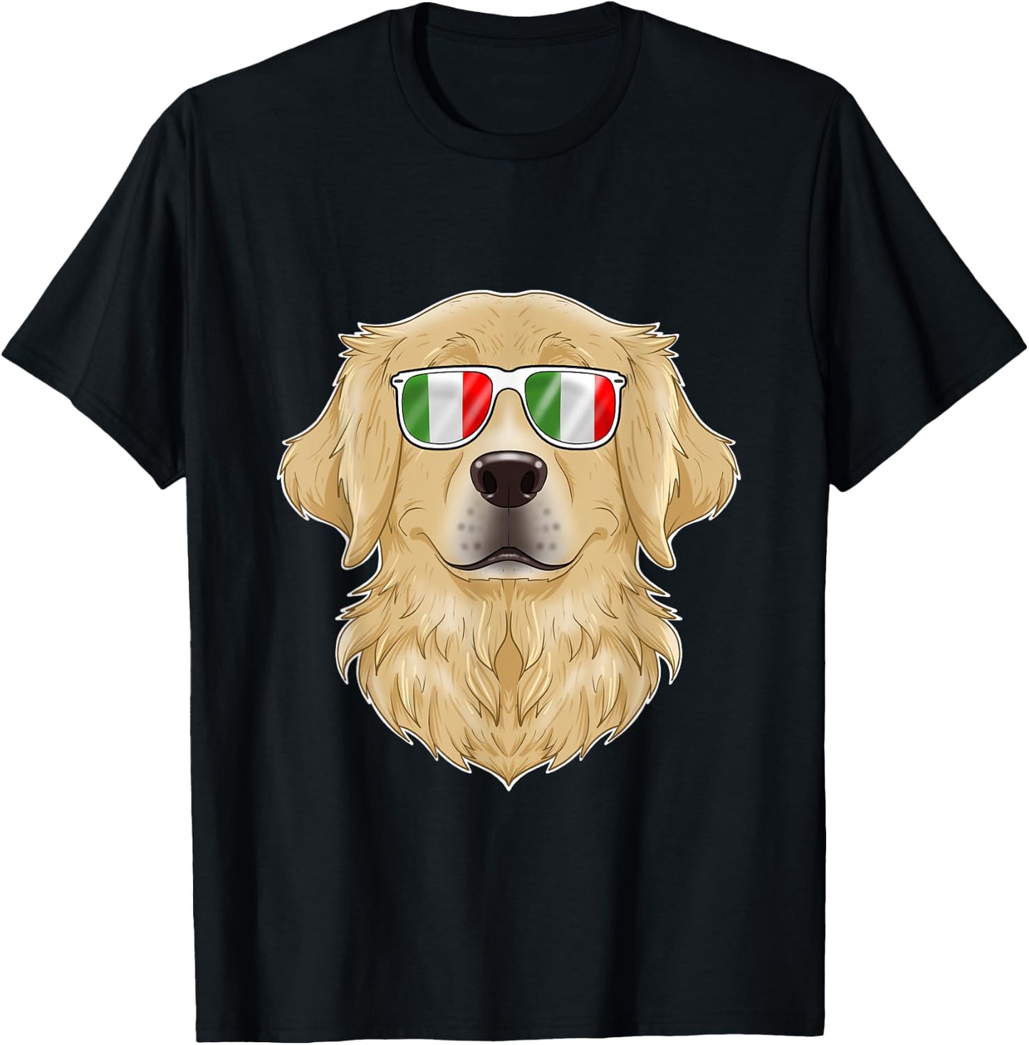 Golden Retriever Italy Sunglasses I Italian Flag T-Shirt - T-Shirt | Black