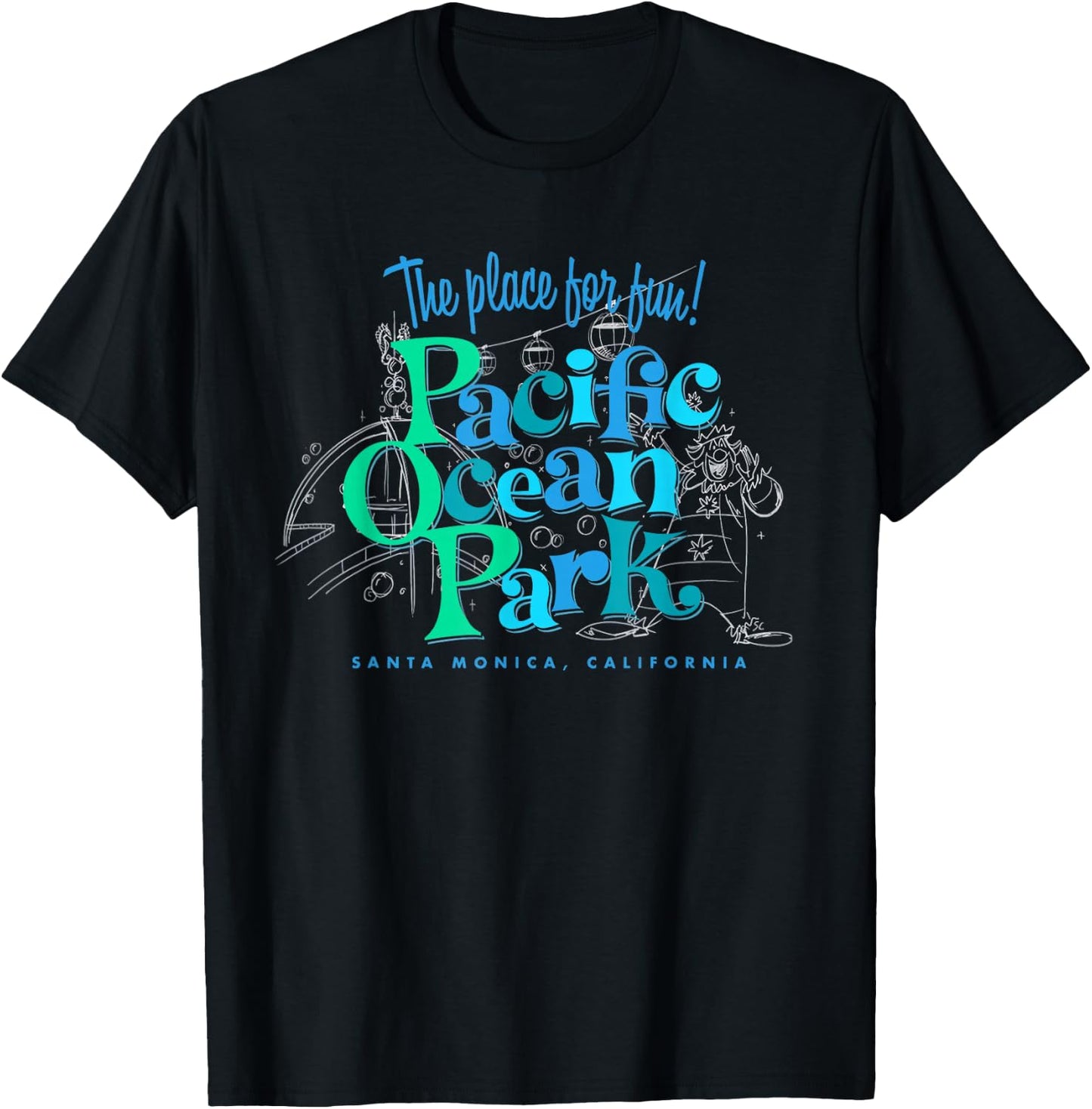 Pacific Ocean Los Angeles Park Retro Vintage T-Shirt - T-Shirt | Black