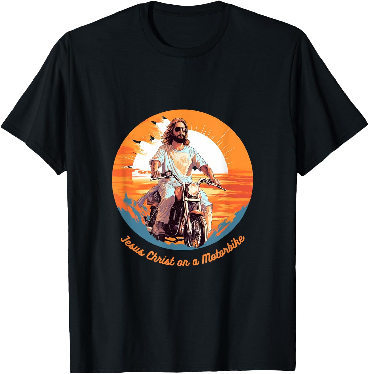 Jesus Christ on a Motorbike T-Shirt - T-Shirt | Black