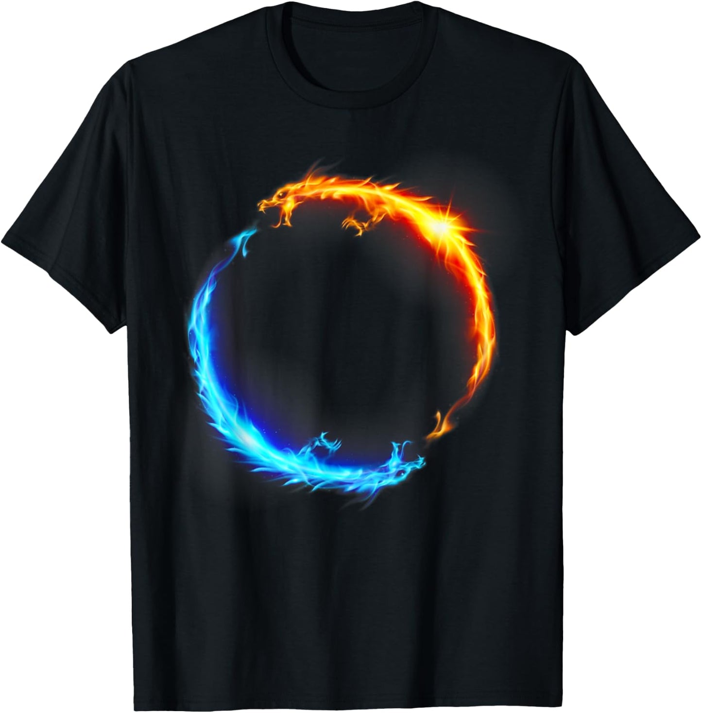 EMF Fire and Ice Dueling Dragons -Adults Black T-Shirt - T-Shirt | Black