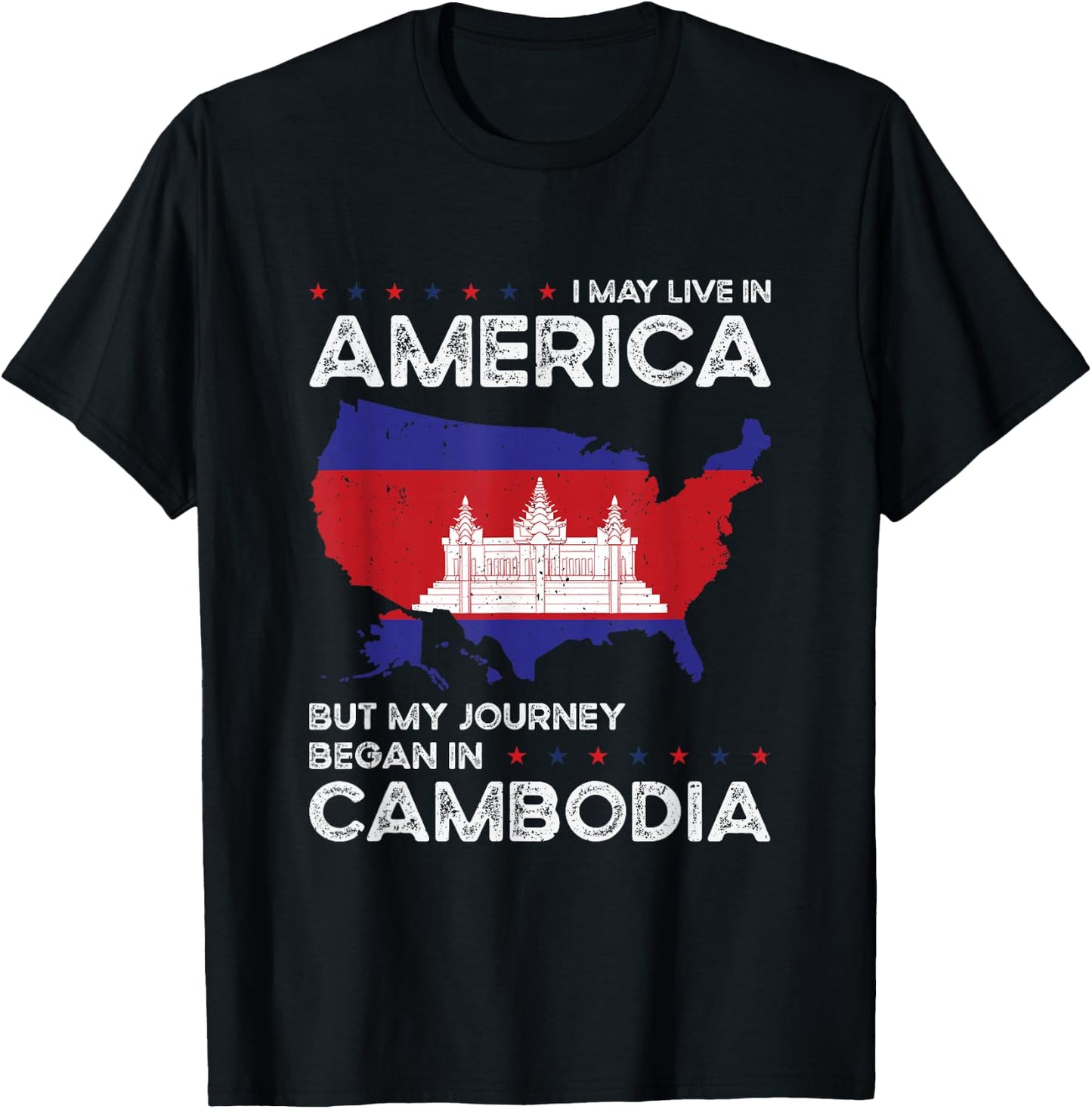 Cambodian American Patriot USA Grown Cambodia US Flag T-Shirt - T-Shirt | Black