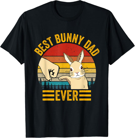 Best Bunny Dad Ever Rabbit Lover Father Pet Rabbit T-Shirt - T-Shirt | Black