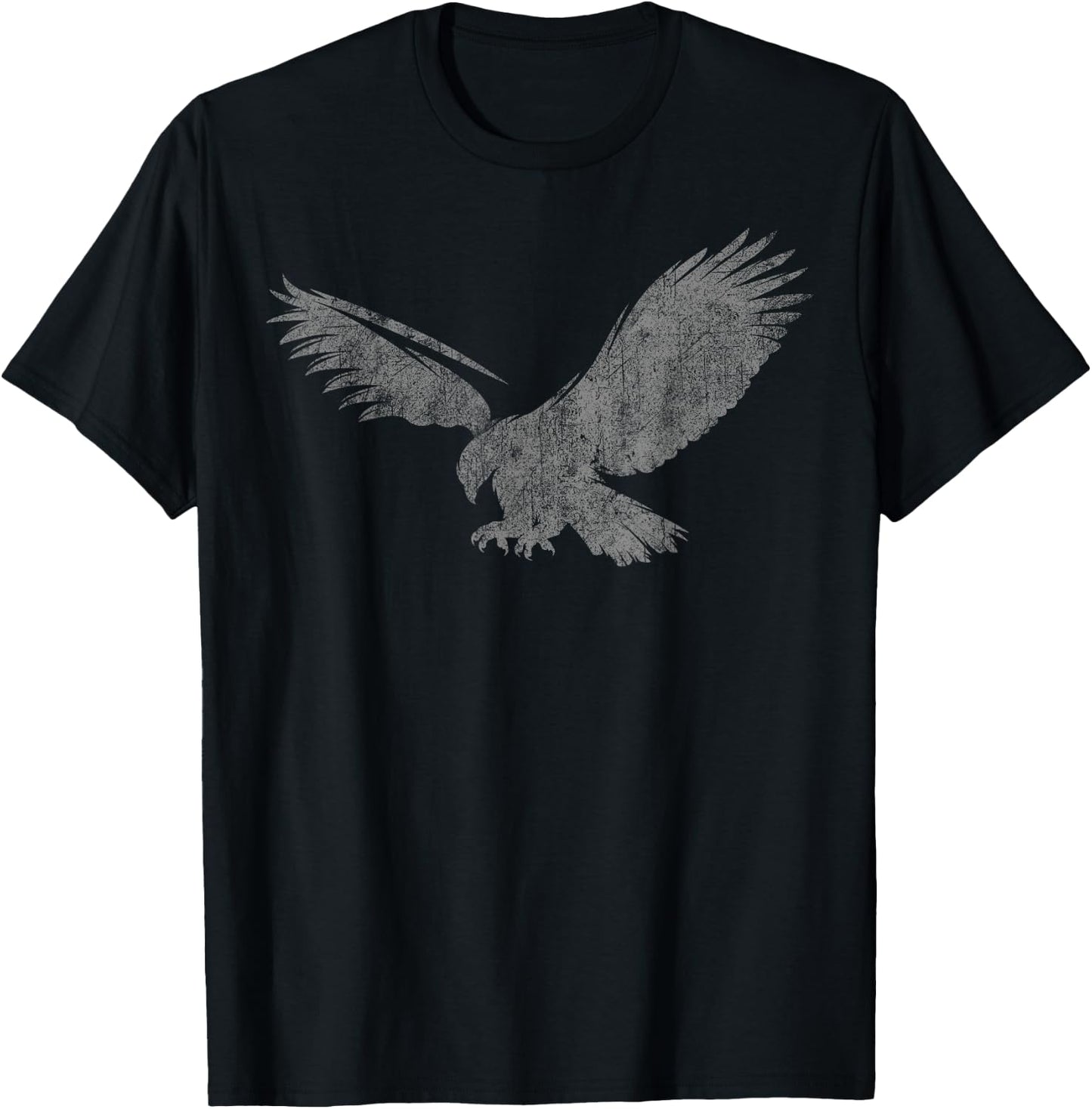 Beautiful Eagle American Bird Silhouette Flying Vintage USA T-Shirt - T-Shirt | Black