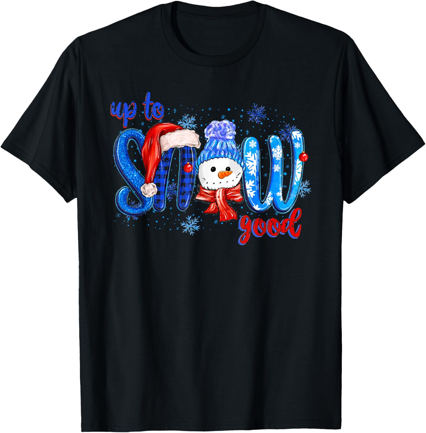 Vintage Up To Snow Good Snowman Christmas Xmas Men Women T-Shirt - T-Shirt | Black