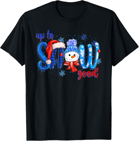 Vintage Up To Snow Good Snowman Christmas Xmas Men Women T-Shirt - T-Shirt | Black