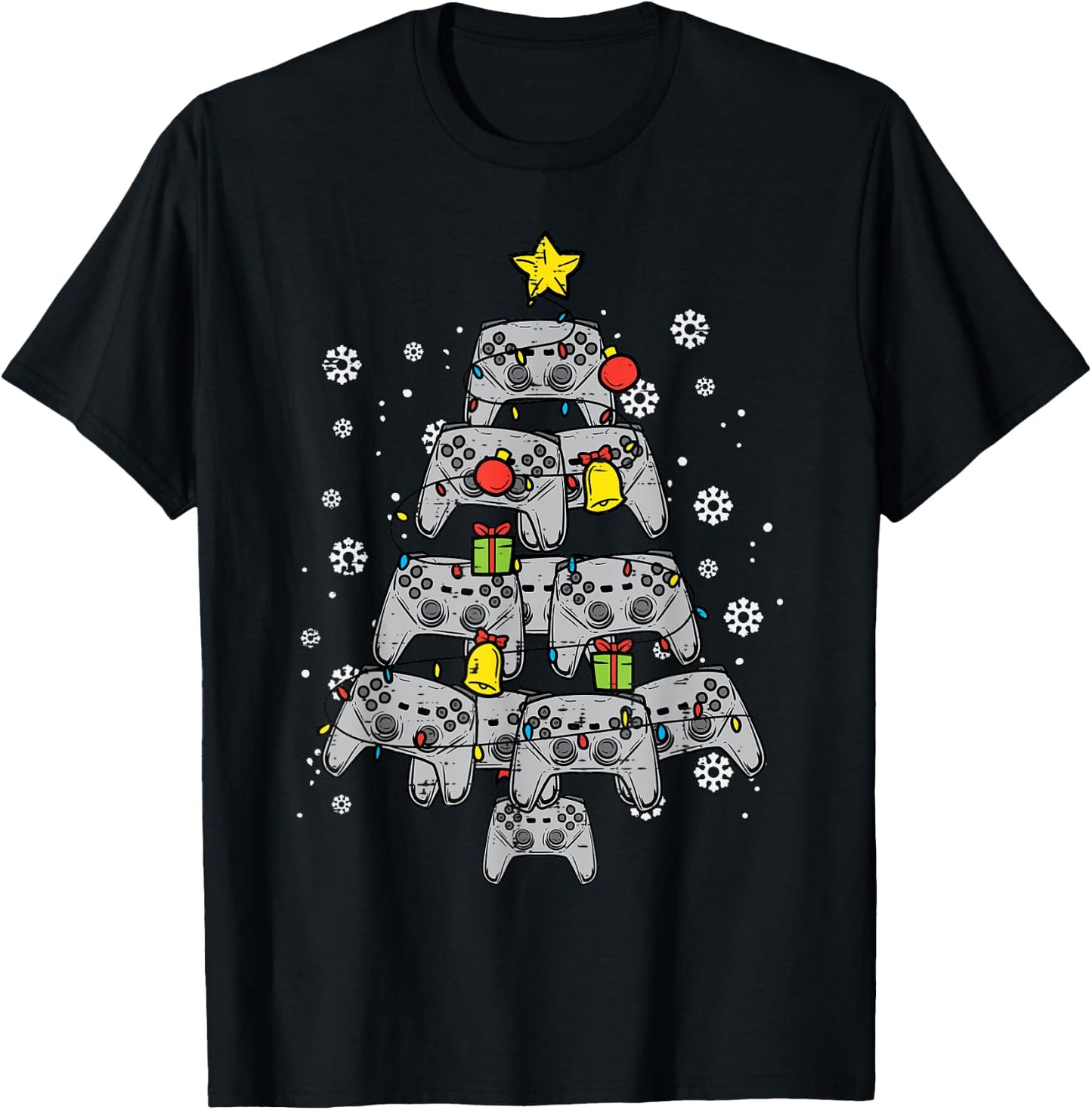 Video Game Controller Christmas Tree Xmas Boy Men Youth Teen T-Shirt - T-Shirt | Black