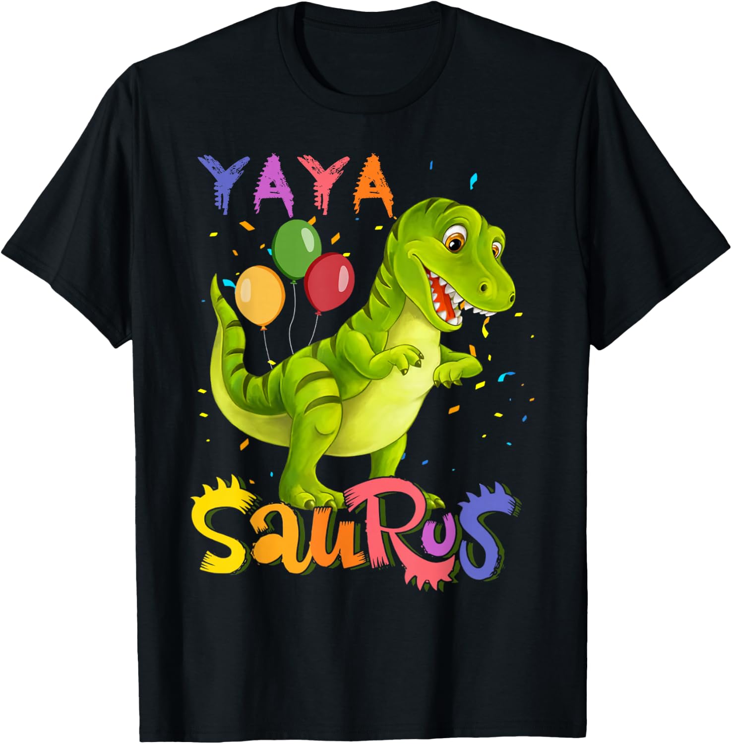 Yayasaurus T Rex Dinosaur Yaya Saurus Family Matching T-Shirt - T-Shirt | Black