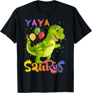 Yayasaurus T Rex Dinosaur Yaya Saurus Family Matching T-Shirt - T-Shirt | Black