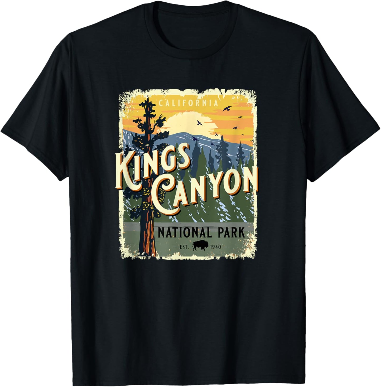 Kings Canyon National Park California USA Vintage Souvenir T-Shirt - T-Shirt | Black