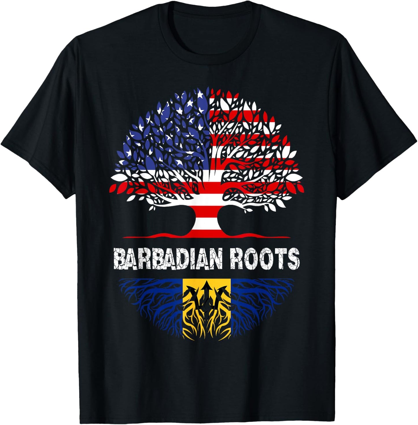 Barbados Bajan Barbadian Heritage Proud Half Barbadian Flag T-Shirt - T-Shirt | Black