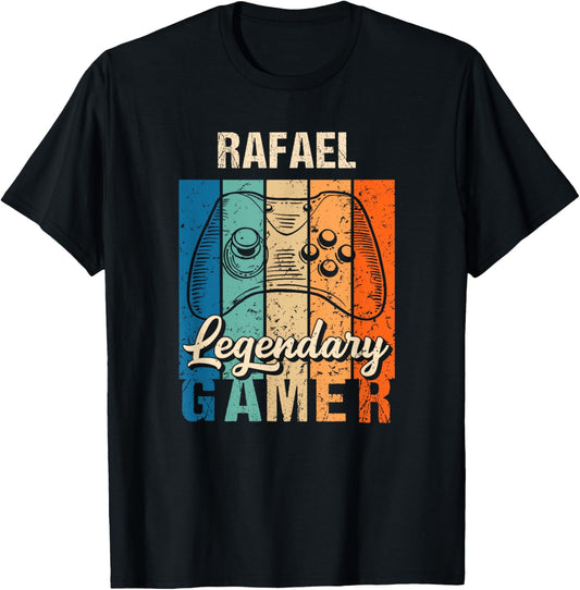 Rafael Name Gift - Personalized Legendary Gamer T-Shirt - T-Shirt | Black