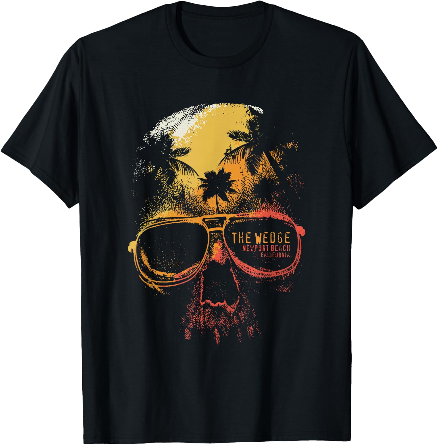 The Wedge Newport Beach Skull Summer California Surfing T-Shirt - T-Shirt | Black