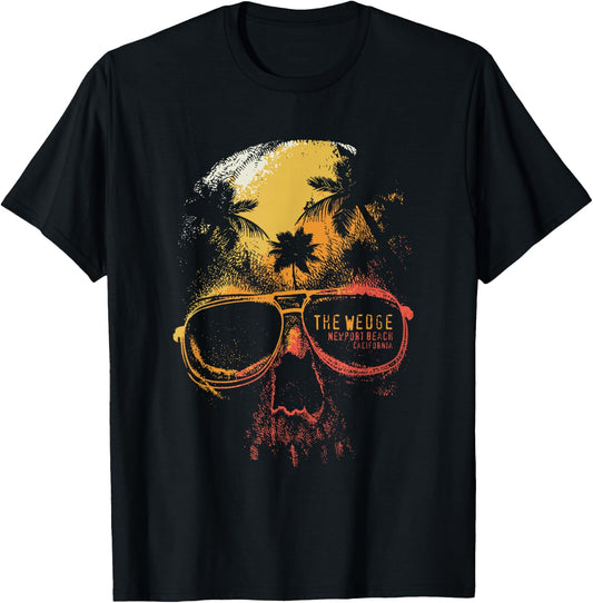 The Wedge Newport Beach Skull Summer California Surfing T-Shirt - T-Shirt | Black