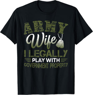 Army Veteran Wife Shirt Proud Army Wife Gift T-Shirt - T-Shirt | Black