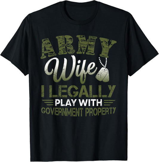 Army Veteran Wife Shirt Proud Army Wife Gift T-Shirt - T-Shirt | Black