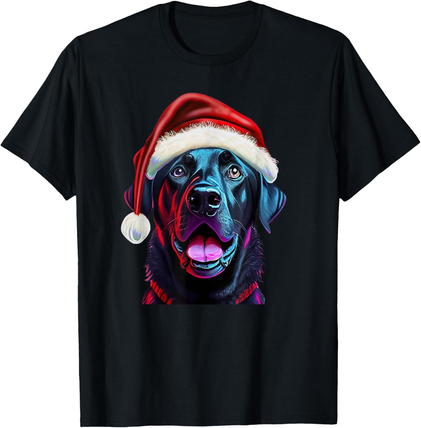 Black Lab Christmas Magic: Labrador in Santa Hat T-Shirt - T-Shirt | Black