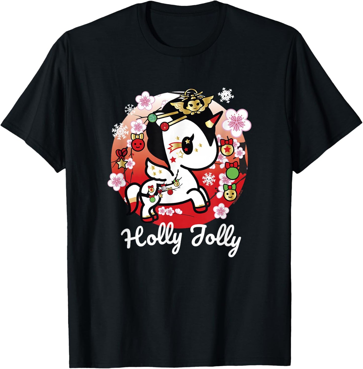 Tokidoki Christmas Holly Jolly Unicorno Spirit Cute Portrait T-Shirt - T-Shirt | Black