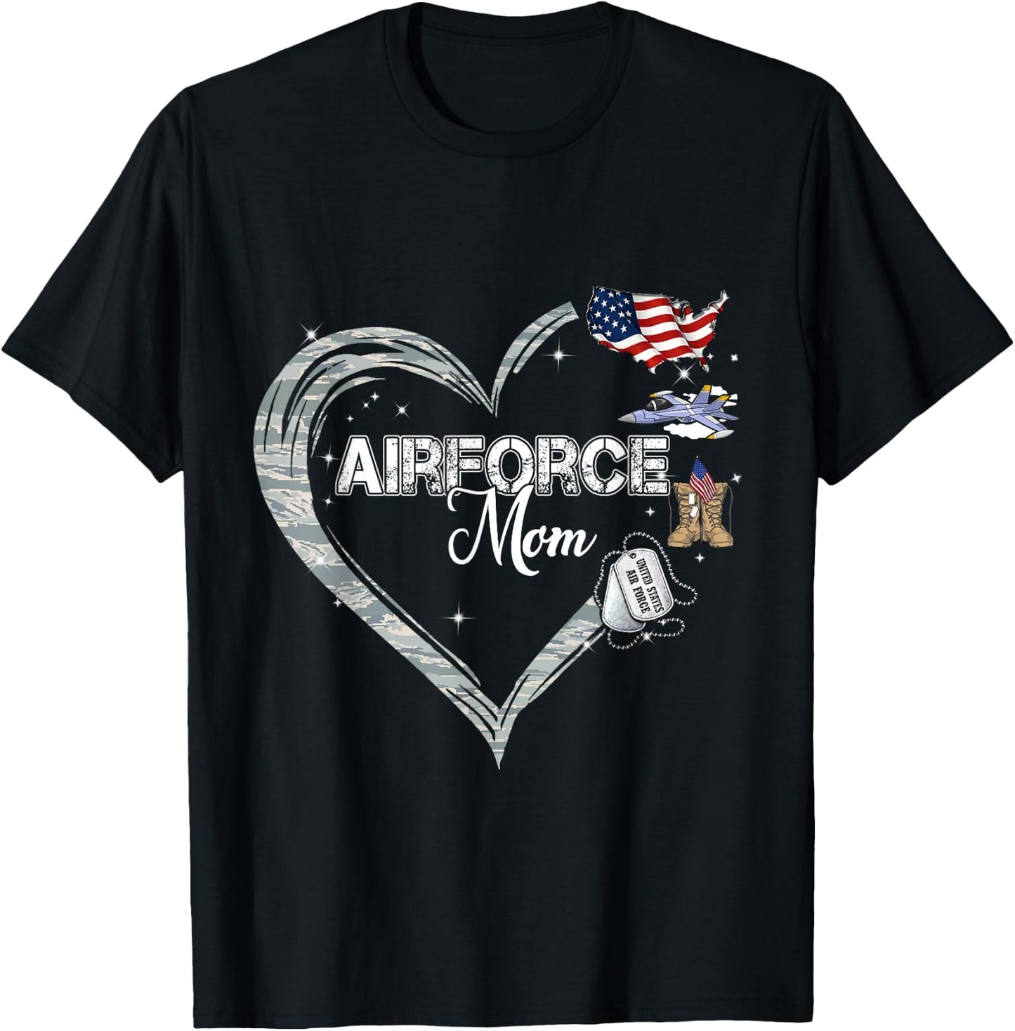 Proud Air Force Mom Air Force Graduation Mom USAF Mom T-Shirt - T-Shirt | Black