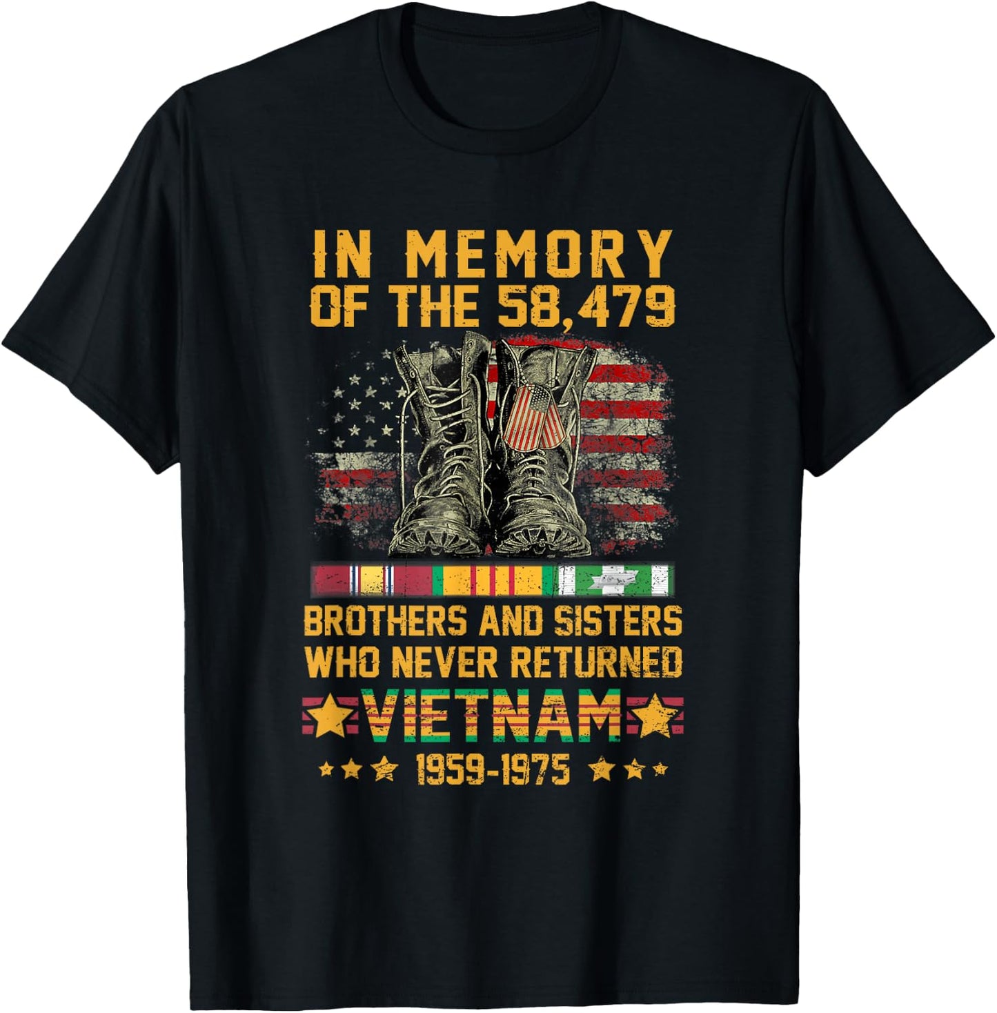 in Memory of The 58479 Brothers and Sisters Vietnam Veteran T-Shirt - T-Shirt | Black