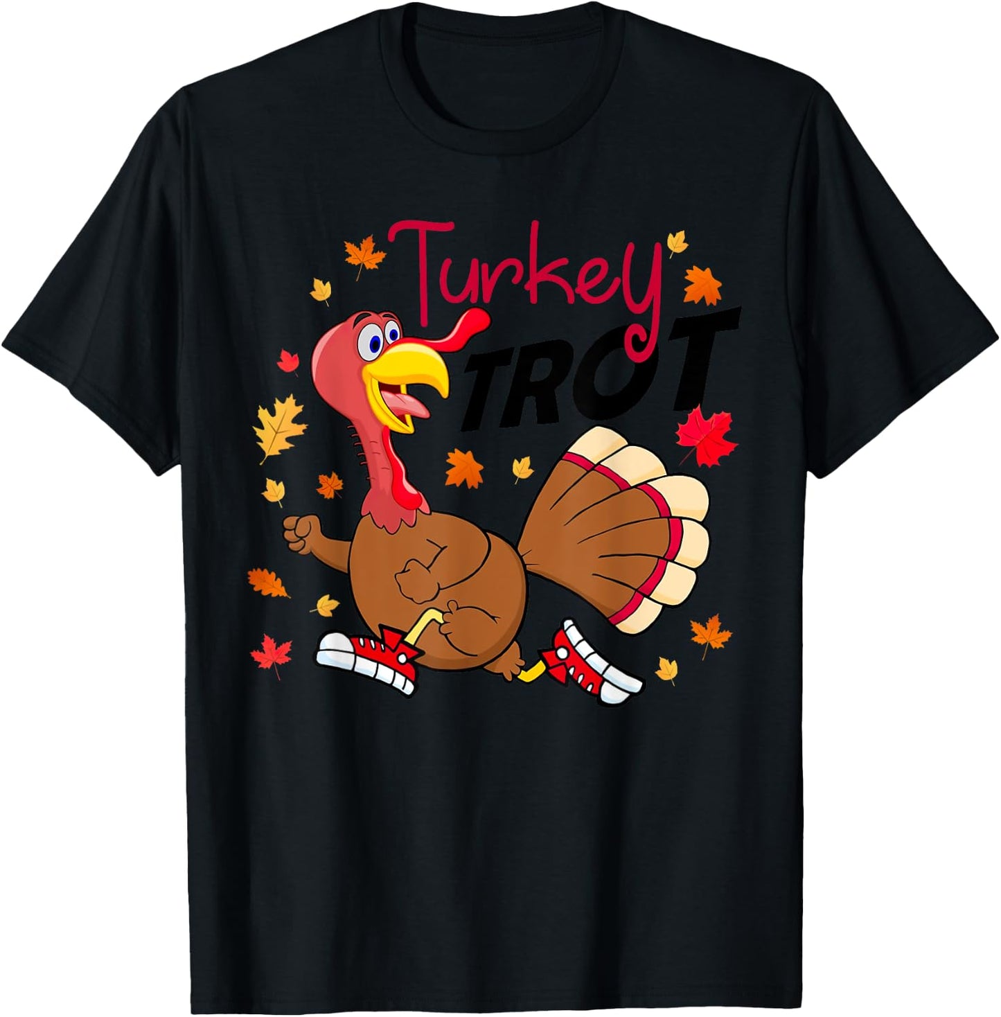 Turkey Trot Costume Funny Turkey Running Fall Thanksgiving T-Shirt - T-Shirt | Black