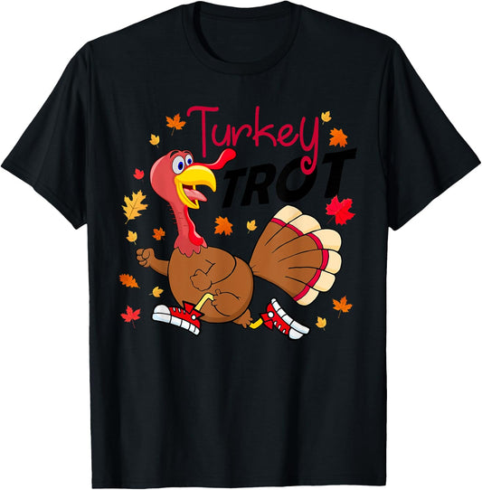 Turkey Trot Costume Funny Turkey Running Fall Thanksgiving T-Shirt - T-Shirt | Black