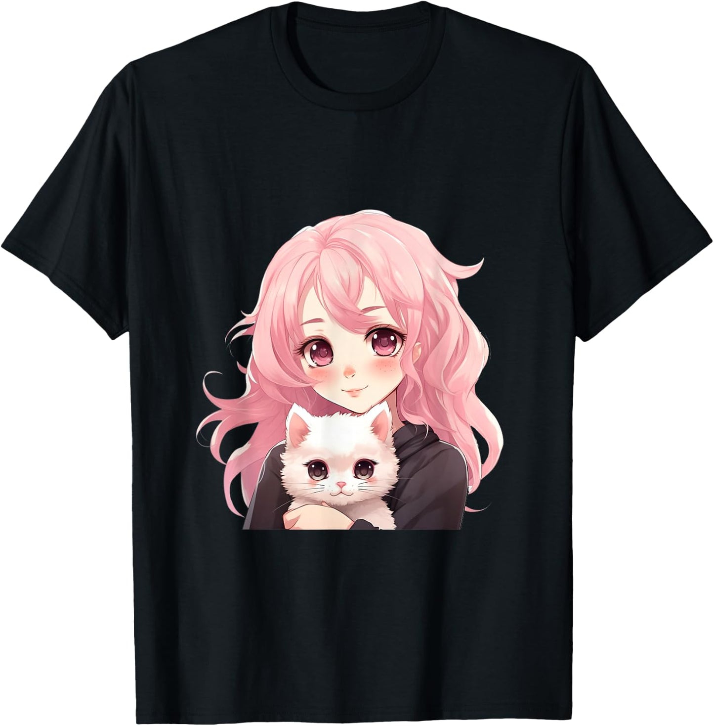 Anime and Cats Lover for Teen Manga kawaii Graphic Otaku T-Shirt - T-Shirt | Black