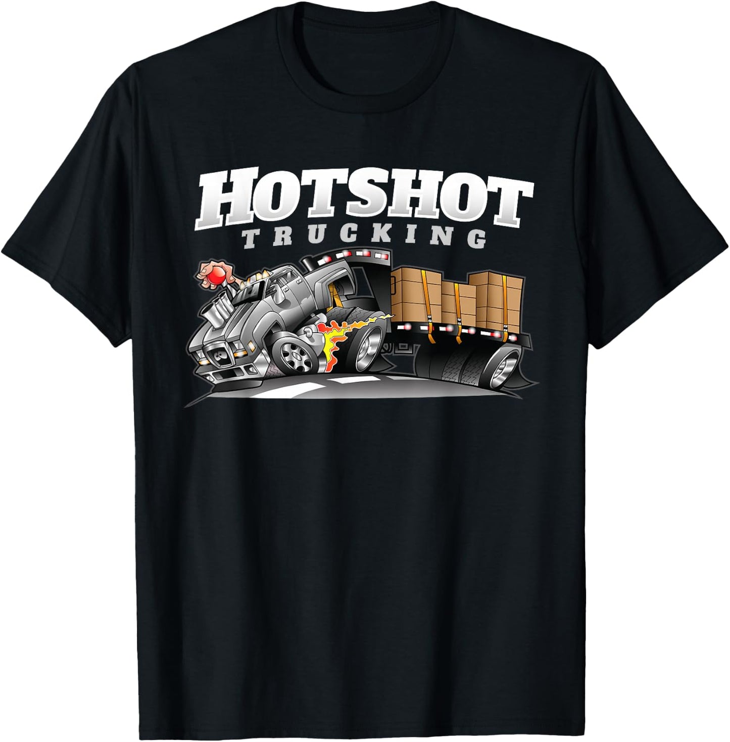 Hotshot Trucking Dually Truck And Trailer Dual Wheel Hauling T-Shirt - T-Shirt | Black