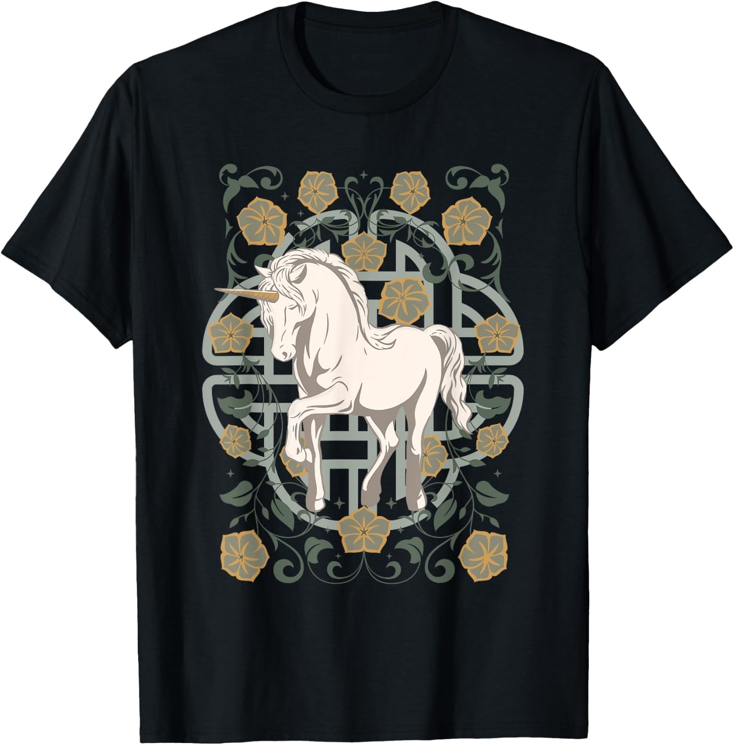 Celtic Unicorn Design T-Shirt - T-Shirt | Black